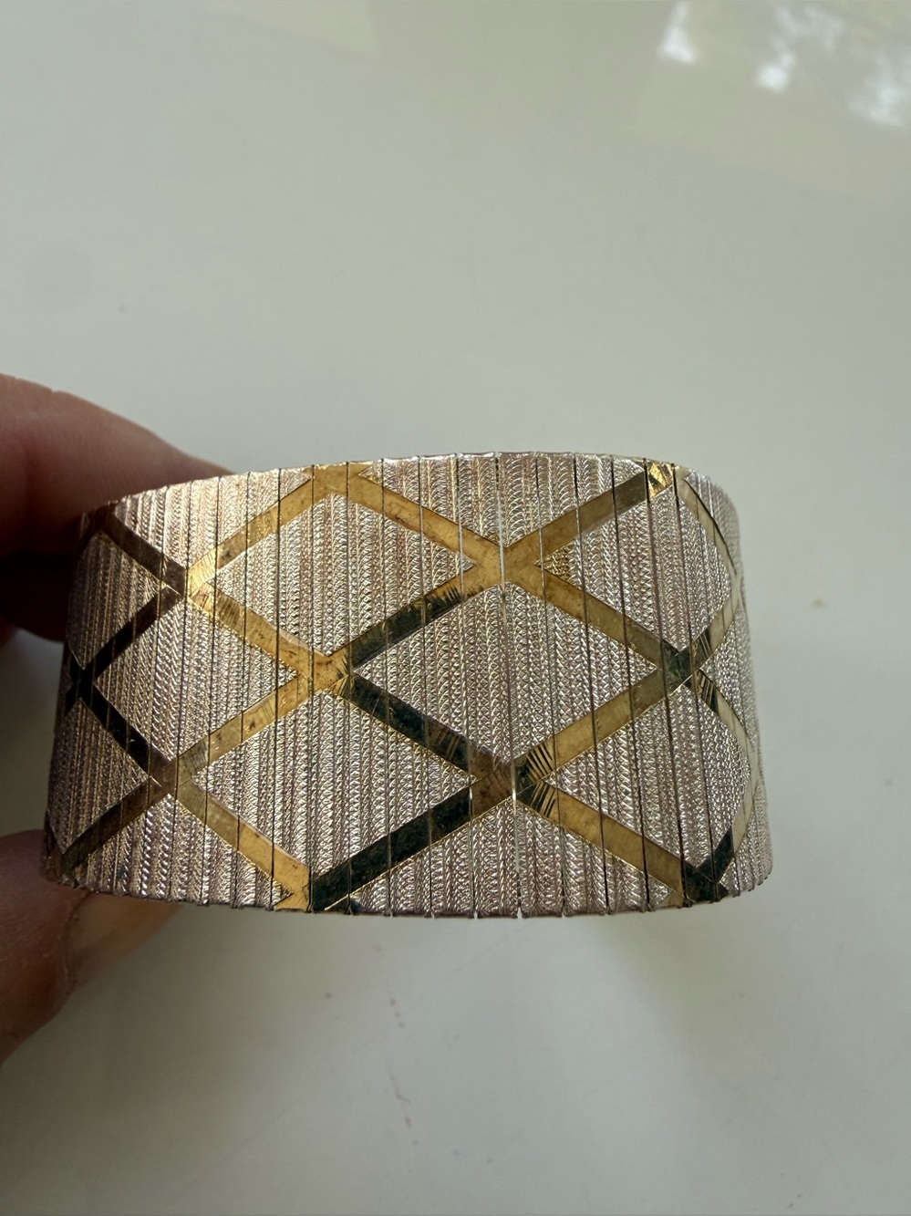 Milor Sterling silver/gold wash flexible mesh  bracelet - Made in Italy